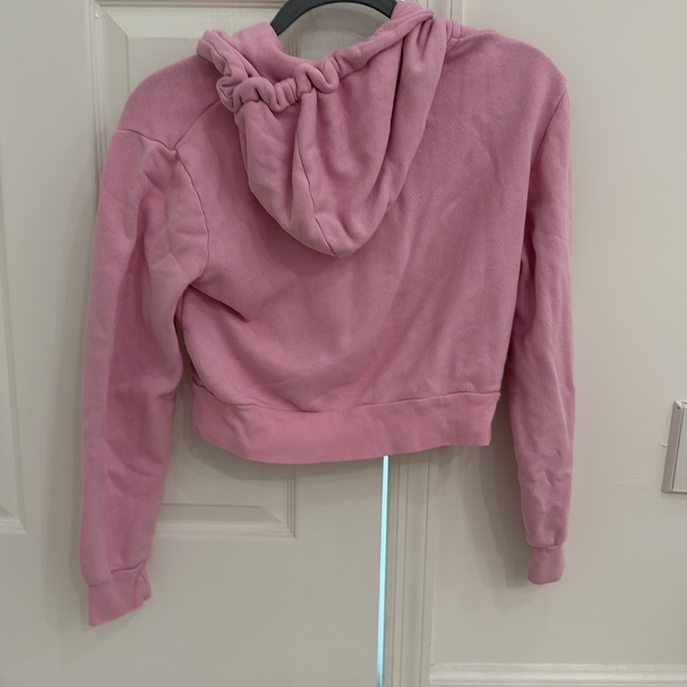 Brandy Melville Light Pink Zip-Up Cropped Hoodie One Size - Picture 3 of 3